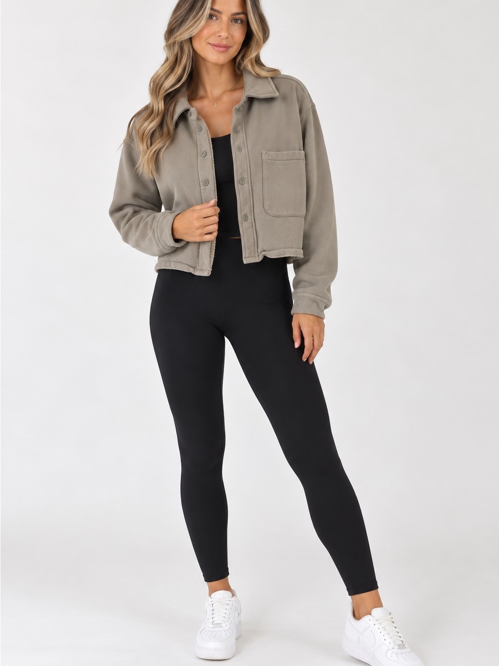 361. Tna Cozy Fleece Cropped Button-Down Sweatshirt from Aritzia